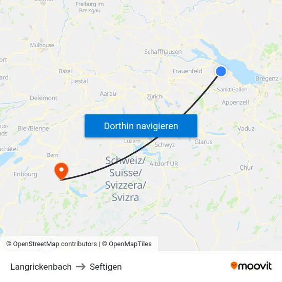 Langrickenbach to Seftigen map