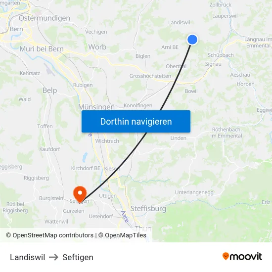 Landiswil to Seftigen map