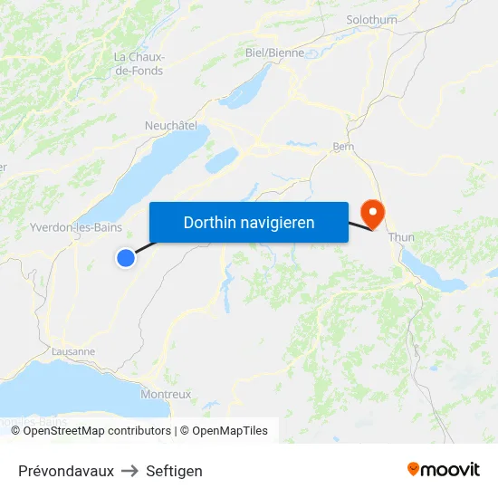 Prévondavaux to Seftigen map
