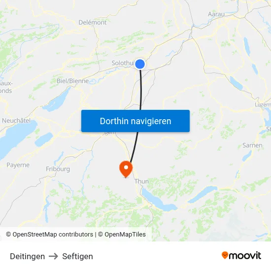 Deitingen to Seftigen map