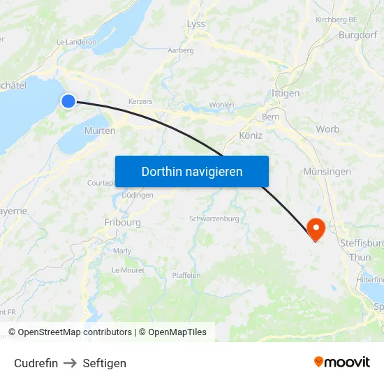 Cudrefin to Seftigen map