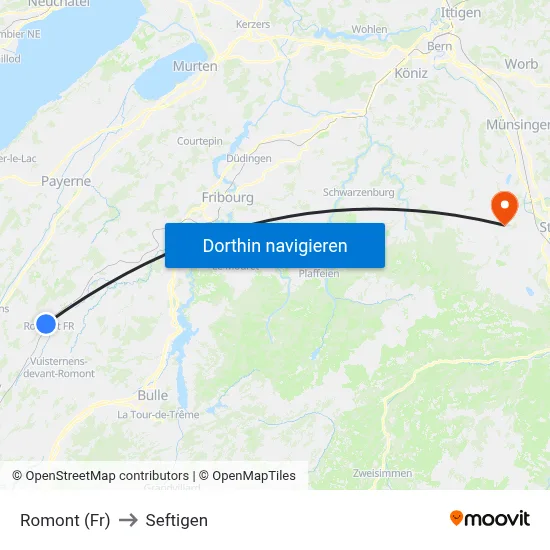 Romont (Fr) to Seftigen map