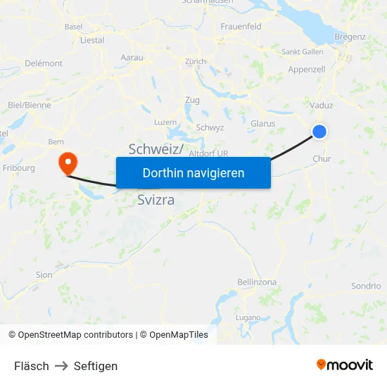 Fläsch to Seftigen map