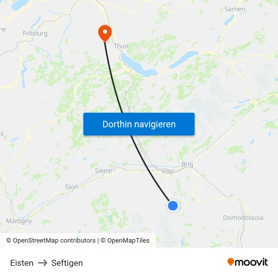 Eisten to Seftigen map