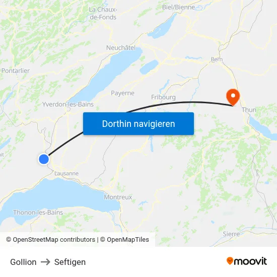 Gollion to Seftigen map