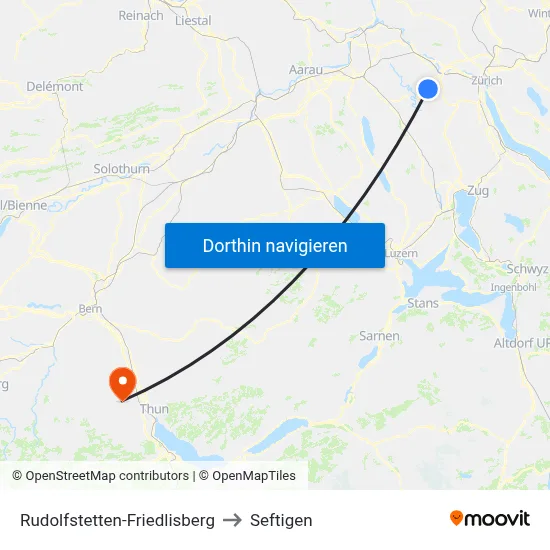 Rudolfstetten-Friedlisberg to Seftigen map