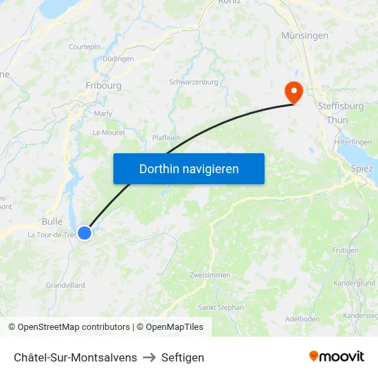 Châtel-Sur-Montsalvens to Seftigen map