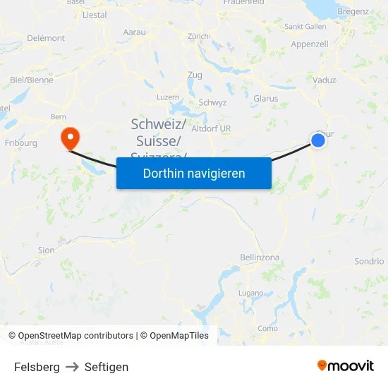 Felsberg to Seftigen map