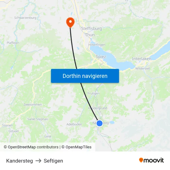 Kandersteg to Seftigen map
