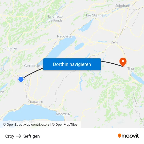 Croy to Seftigen map