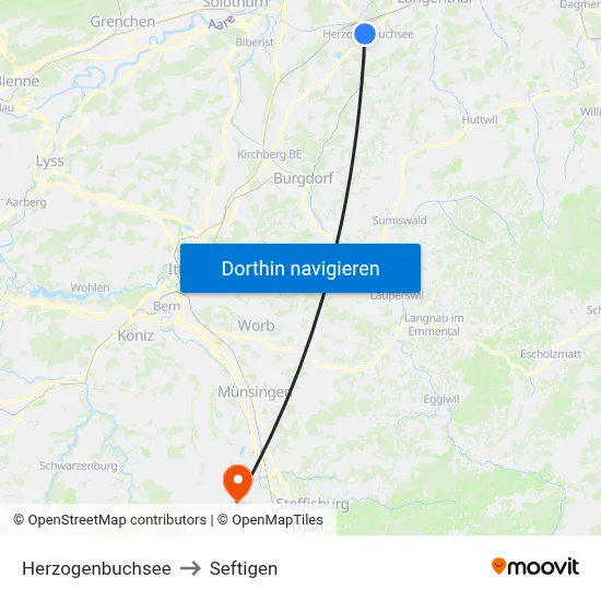 Herzogenbuchsee to Seftigen map