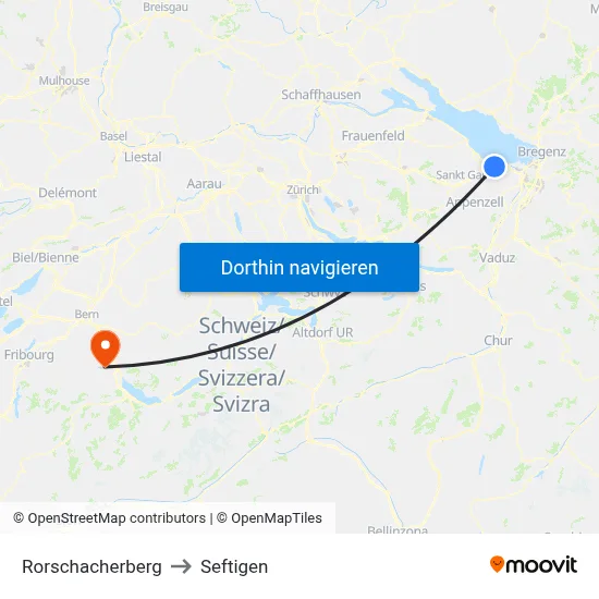 Rorschacherberg to Seftigen map