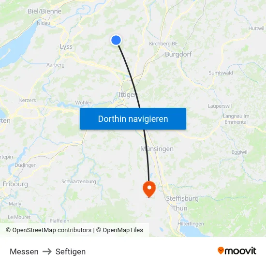 Messen to Seftigen map