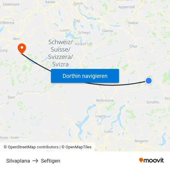 Silvaplana to Seftigen map