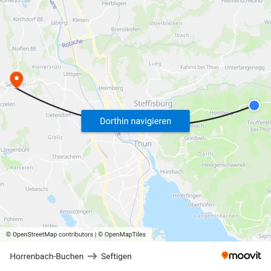 Horrenbach-Buchen to Seftigen map
