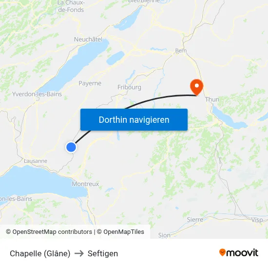 Chapelle (Glâne) to Seftigen map