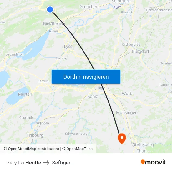 Péry-La Heutte to Seftigen map
