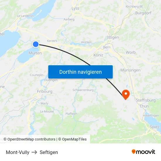 Mont-Vully to Seftigen map