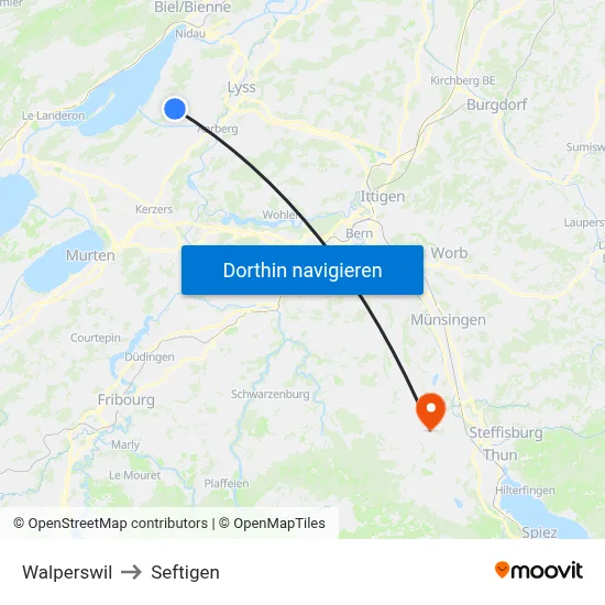 Walperswil to Seftigen map