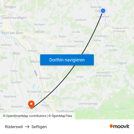 Rüderswil to Seftigen map