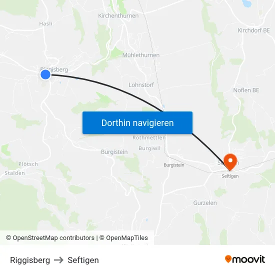 Riggisberg to Seftigen map