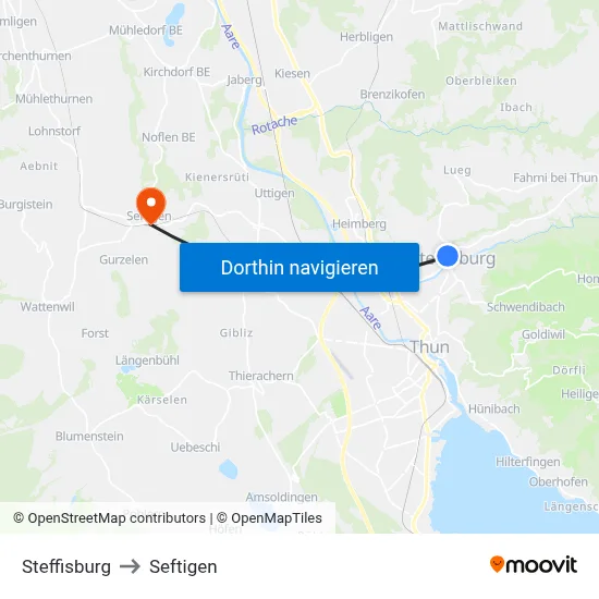 Steffisburg to Seftigen map