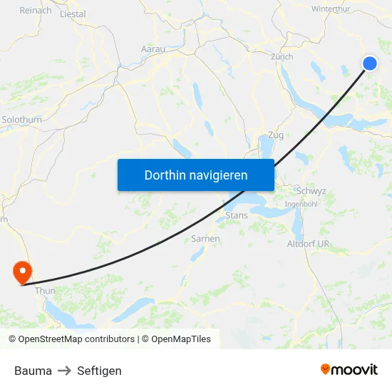 Bauma to Seftigen map