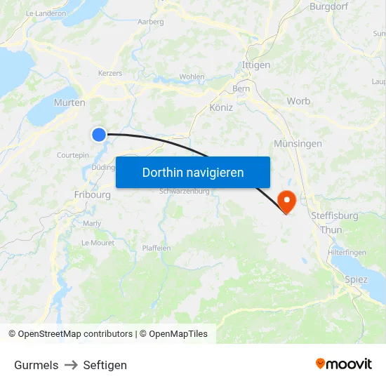 Gurmels to Seftigen map
