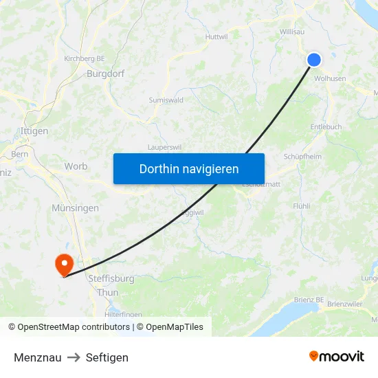 Menznau to Seftigen map