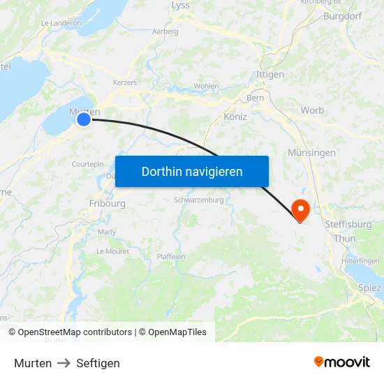 Murten to Seftigen map
