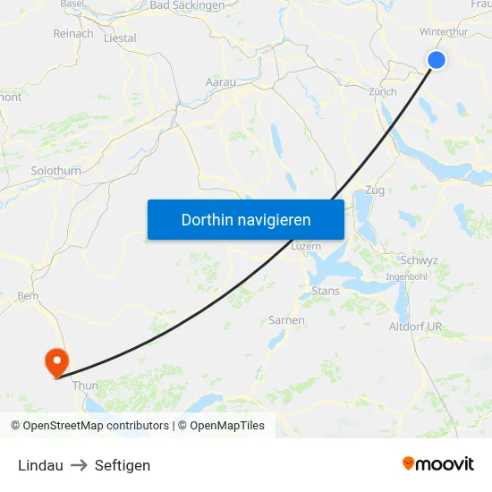 Lindau to Seftigen map