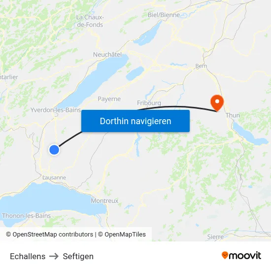 Echallens to Seftigen map