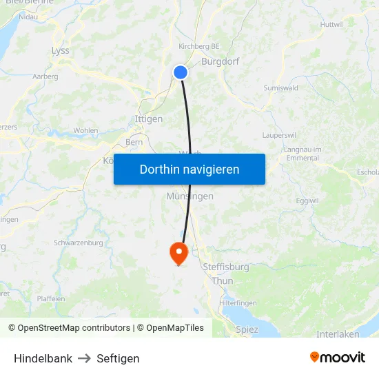 Hindelbank to Seftigen map