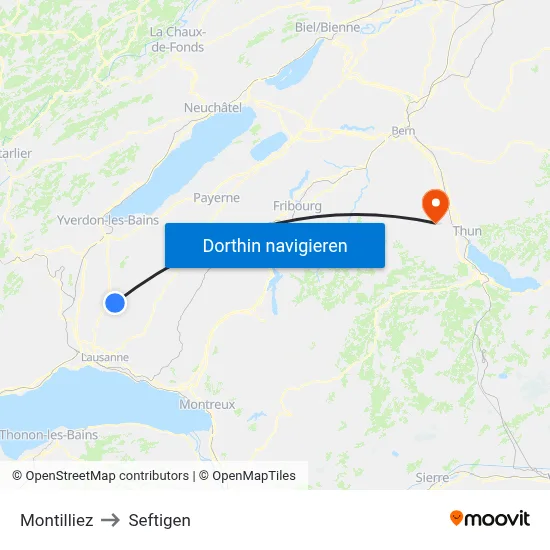 Montilliez to Seftigen map