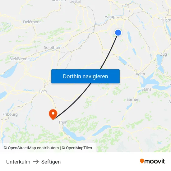 Unterkulm to Seftigen map