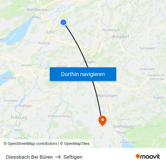 Diessbach Bei Büren to Seftigen map