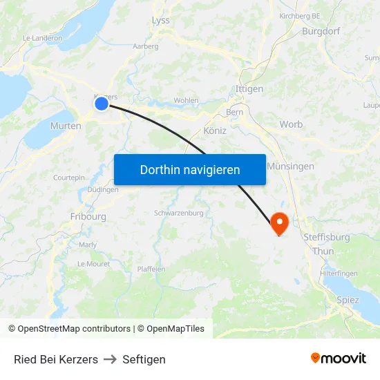 Ried Bei Kerzers to Seftigen map