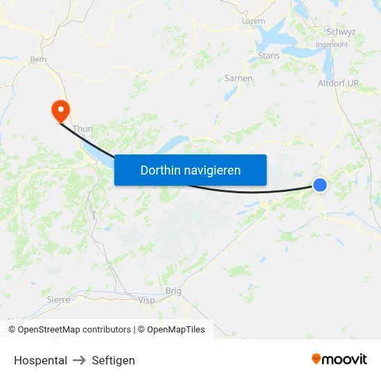 Hospental to Seftigen map