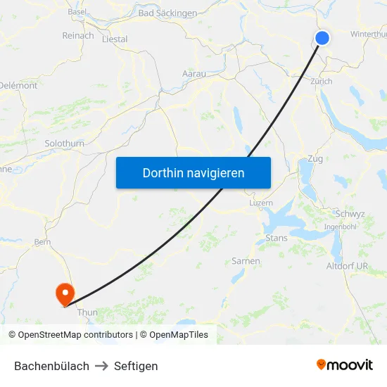 Bachenbülach to Seftigen map