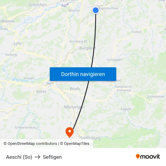 Aeschi (So) to Seftigen map