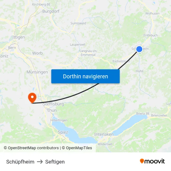 Schüpfheim to Seftigen map