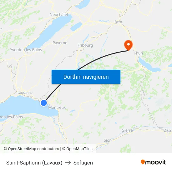 Saint-Saphorin (Lavaux) to Seftigen map