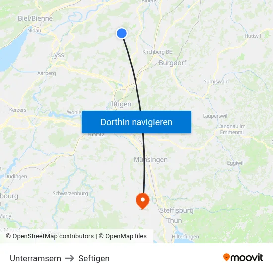 Unterramsern to Seftigen map