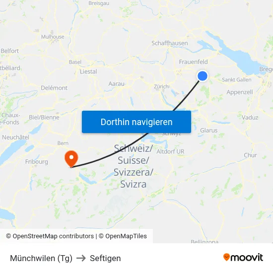 Münchwilen (Tg) to Seftigen map