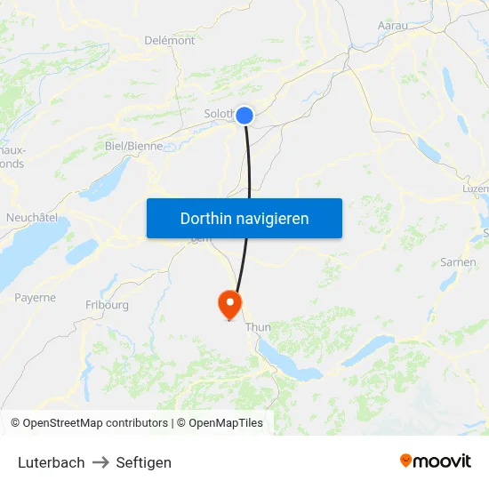 Luterbach to Seftigen map