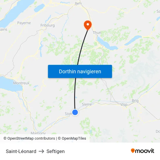 Saint-Léonard to Seftigen map