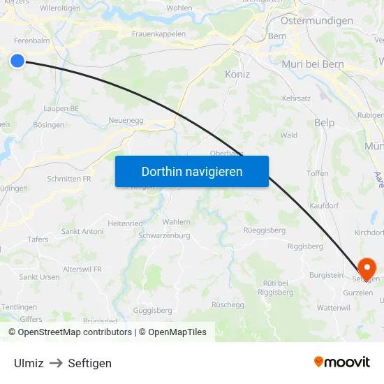 Ulmiz to Seftigen map