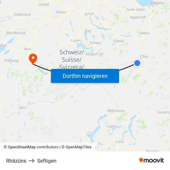 Rhäzüns to Seftigen map