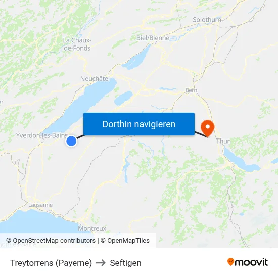 Treytorrens (Payerne) to Seftigen map