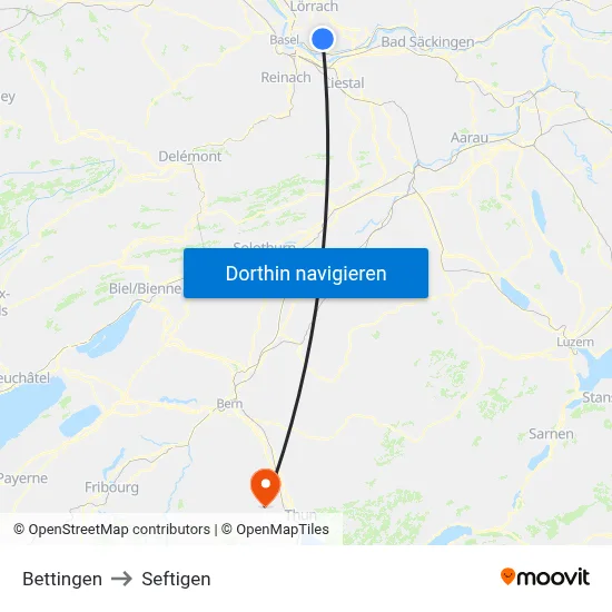 Bettingen to Seftigen map
